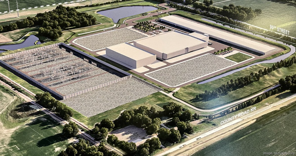 Rendering of Microsoft's Hyperscale Datacenter in Racine, Wisconsin