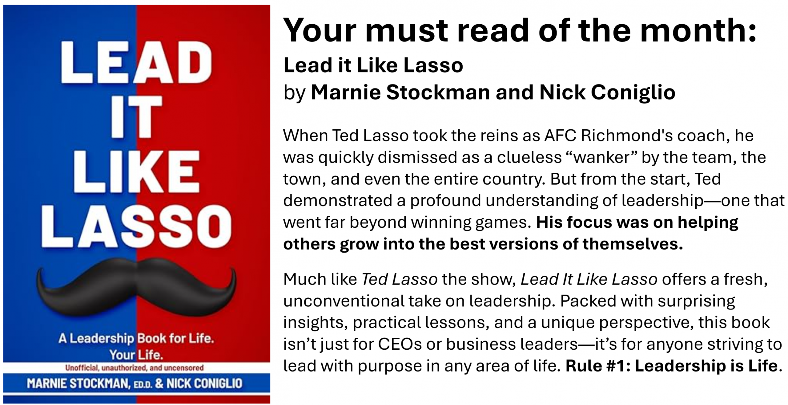 Your Must Read Book of the Month: Lead It Like Lasso